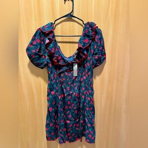 J. Crew Ruffle-Collar Mini Dress in Painted Daisy Print